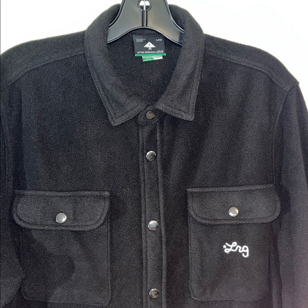 LRG Lifted Research Group Black Fleece Winter Snap Western Style LS logo shirt